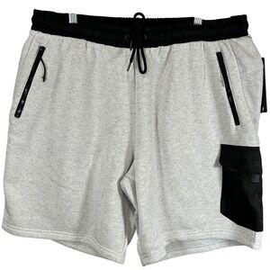 RBX Active Mens 2X Fleece Shorts Gray Black Zipper Cargo Pockets NEW